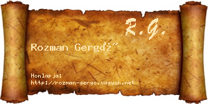 Rozman Gergő névjegykártya